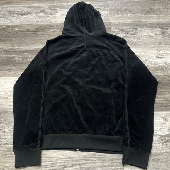 Y2K Juicy Couture Black Womens M Streetwear Full Zip Hooded Velour Track Jacket - Picture 3 of 10